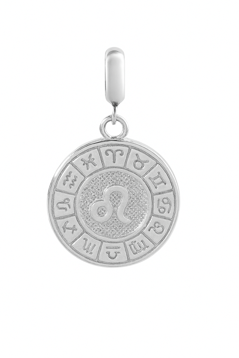 Leo Zodiac Charm in Sterling Silver – Dual - Sided Lion Pendant - Zirak Silver