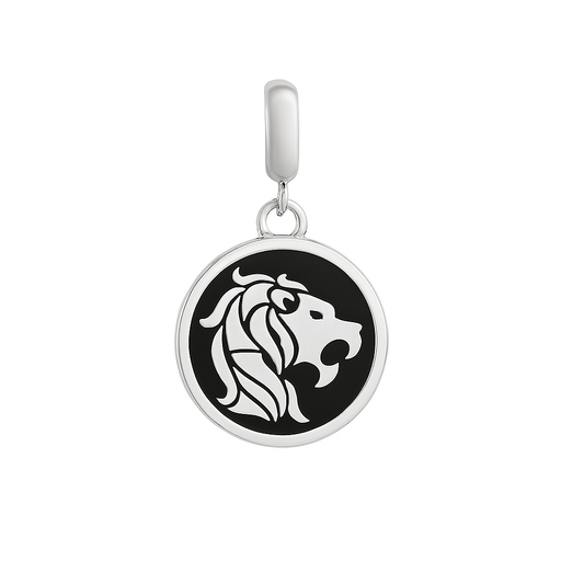Leo Zodiac Charm in Sterling Silver – Dual - Sided Lion Pendant - Zirak Silver