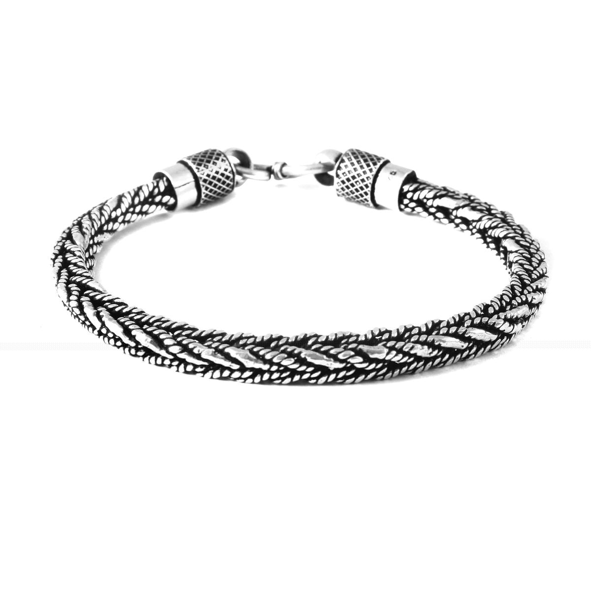 Mahi Bracelet – Oxidised 925 Silver Fish Tail Dotted Link Bracelet - Zirak Silver