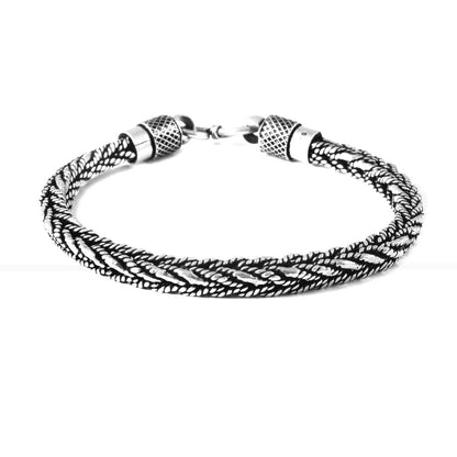 Mahi Bracelet – Oxidised 925 Silver Fish Tail Dotted Link Bracelet - Zirak Silver