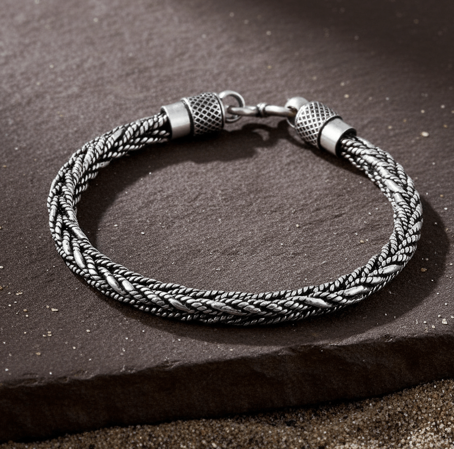 Mahi Bracelet – Oxidised 925 Silver Fish Tail Dotted Link Bracelet - Zirak Silver