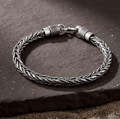 Mahi Bracelet – Oxidised 925 Silver Fish Tail Dotted Link Bracelet - Zirak Silver