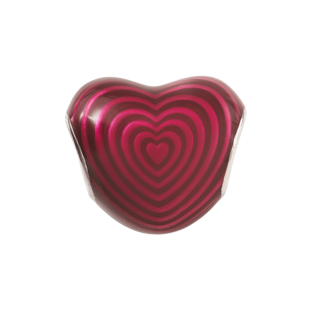 Mama Heart Charm in Sterling Silver – Red Enamel Bead with Engraved Script - Zirak Silver