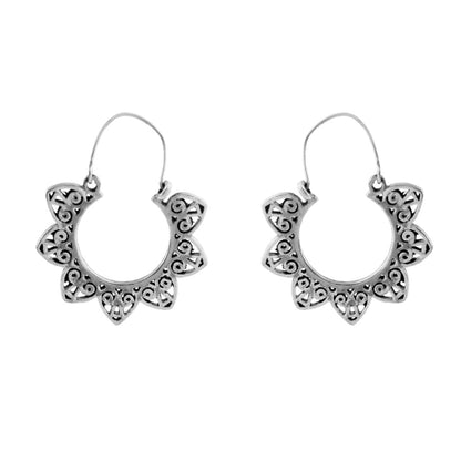 Mandala Hoop Dangles - Zirak Silver