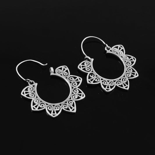 Mandala Hoop Dangles - Zirak Silver