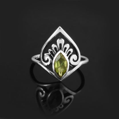 Marquise Peridot Ring - Zirak Silver