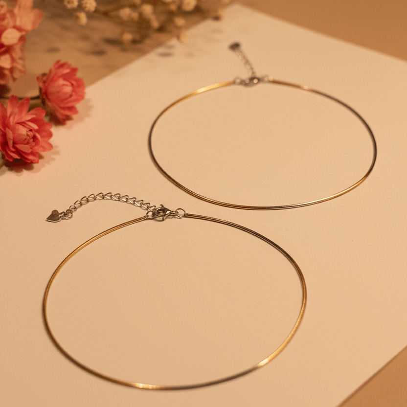 Maya Two - Tone Snake Anklets - Zirak Silver