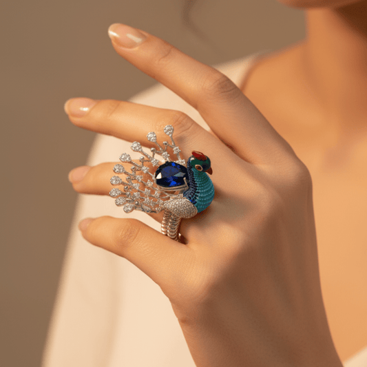 Mayura Dancing Peacock Ring - Zirak Silver