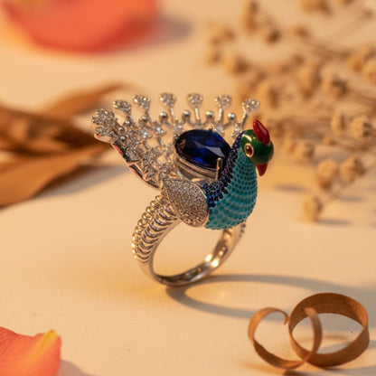 Mayura Dancing Peacock Ring - Zirak Silver