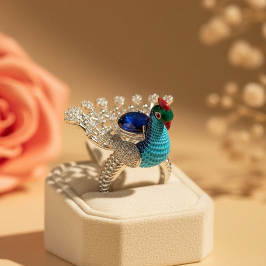 Mayura Dancing Peacock Ring - Zirak Silver