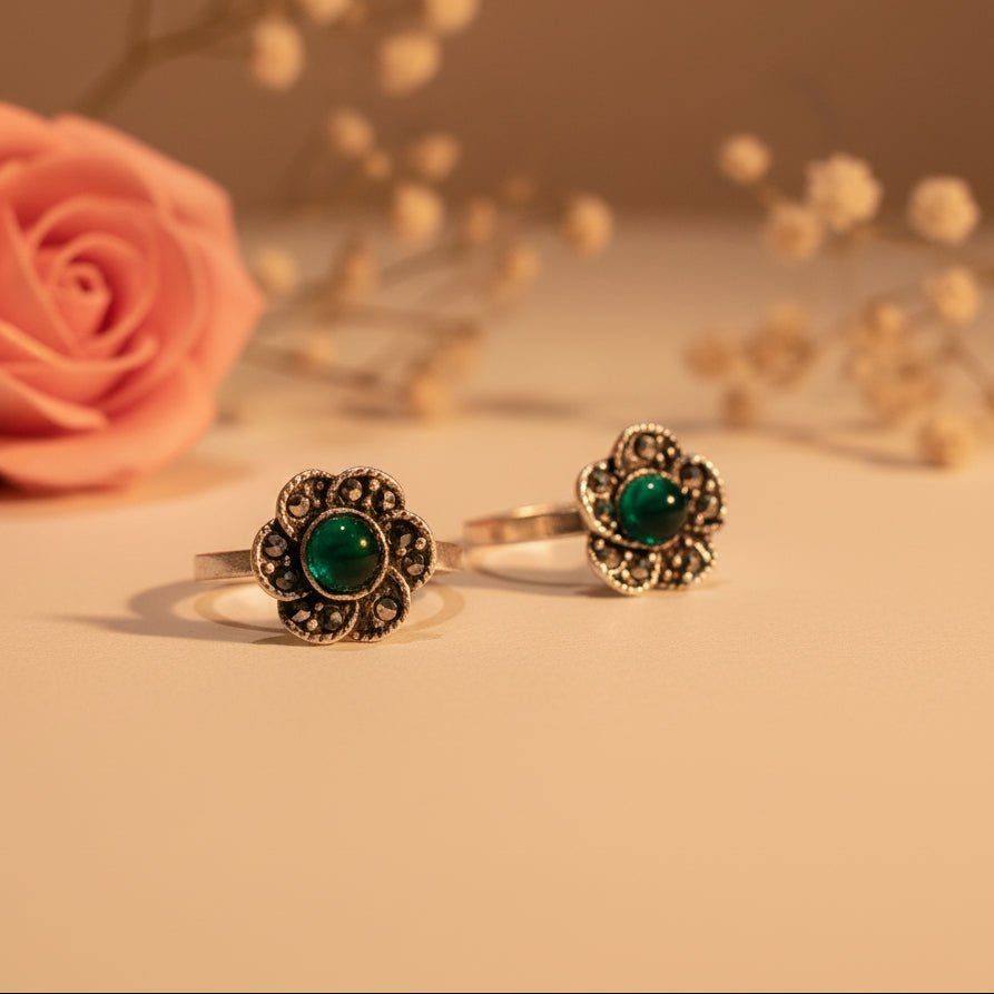 Meher Pushp Toe Ring - Zirak Silver