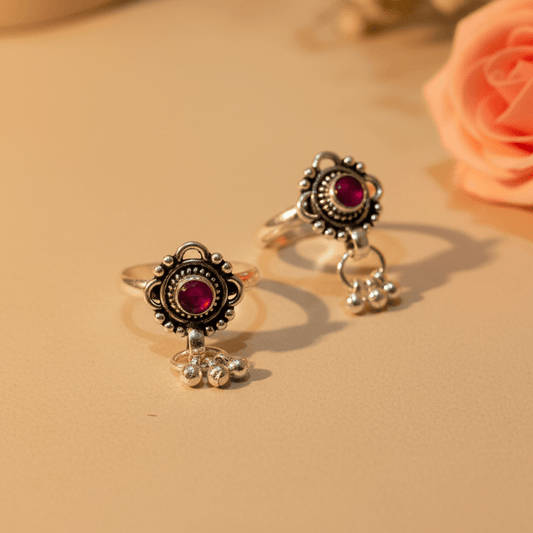 Meher Ruby Bichiya Pair - Zirak Silver