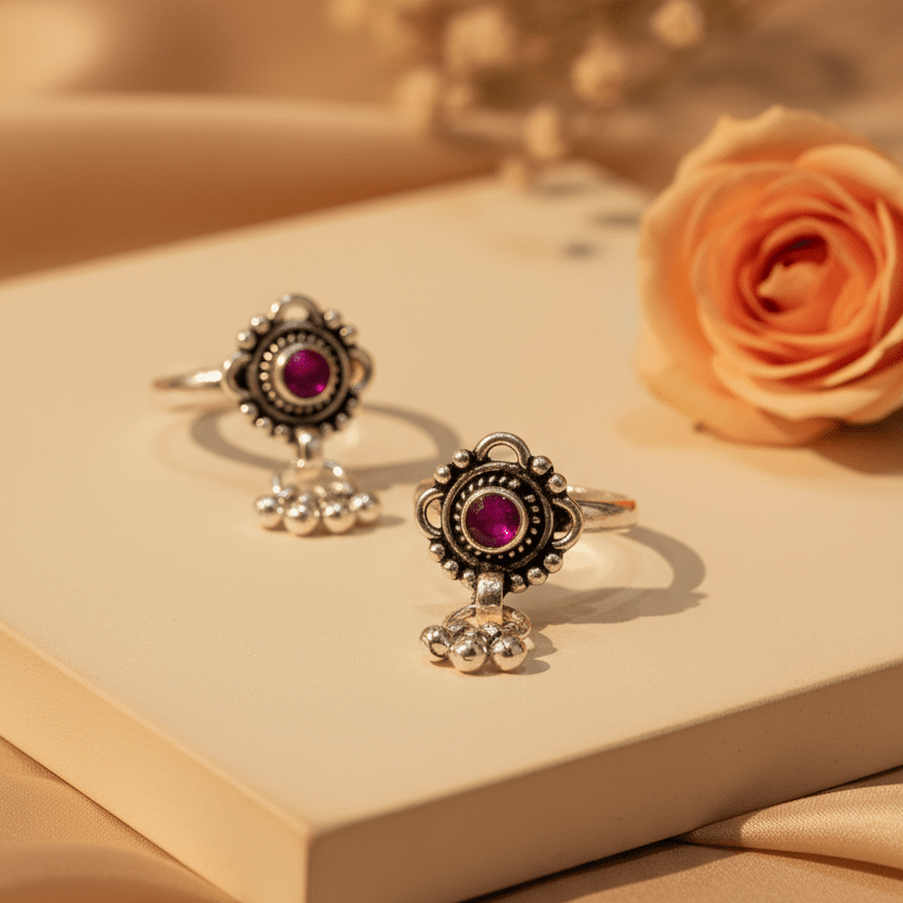 Meher Ruby Bichiya Pair - Zirak Silver