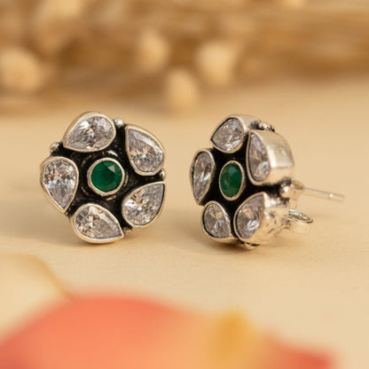 Meher Stud Earrings - Zirak Silver