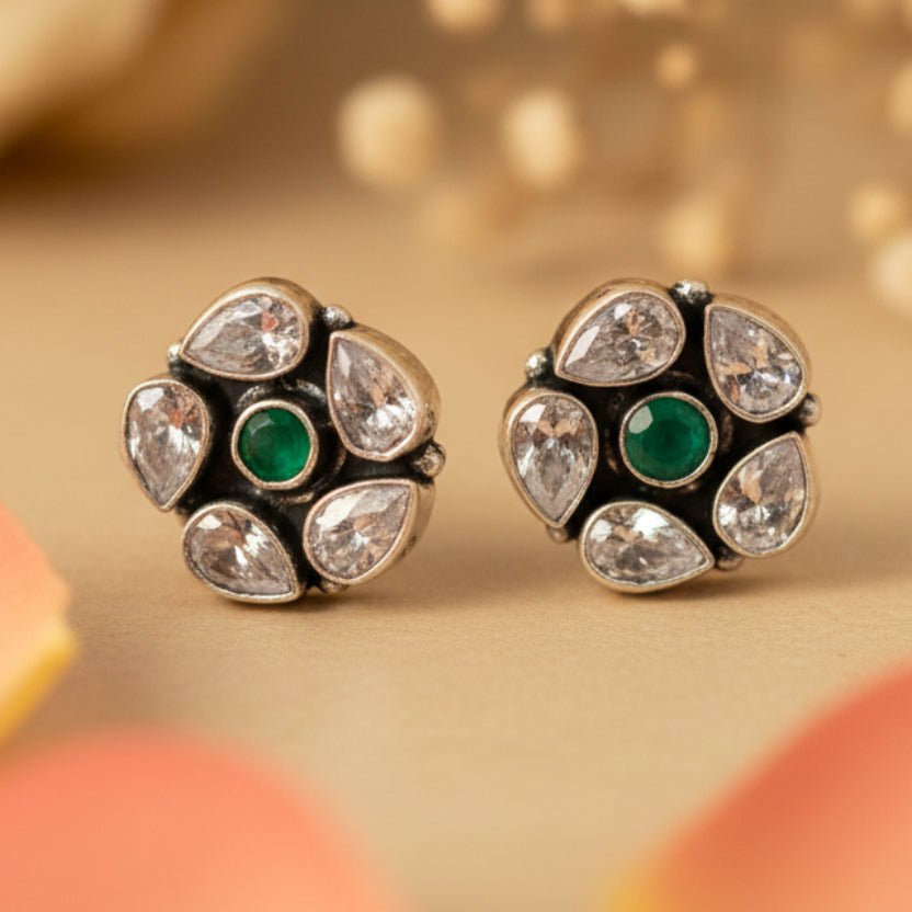 Meher Stud Earrings - Zirak Silver
