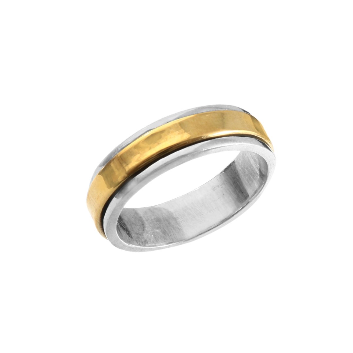 Men's Dual - Tone Silver & Gold Band Ring - Zirak Silver