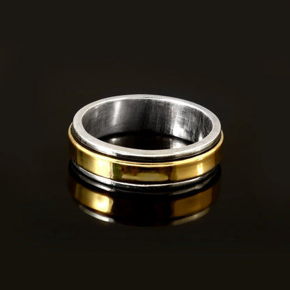 Men's Dual - Tone Silver & Gold Band Ring - Zirak Silver