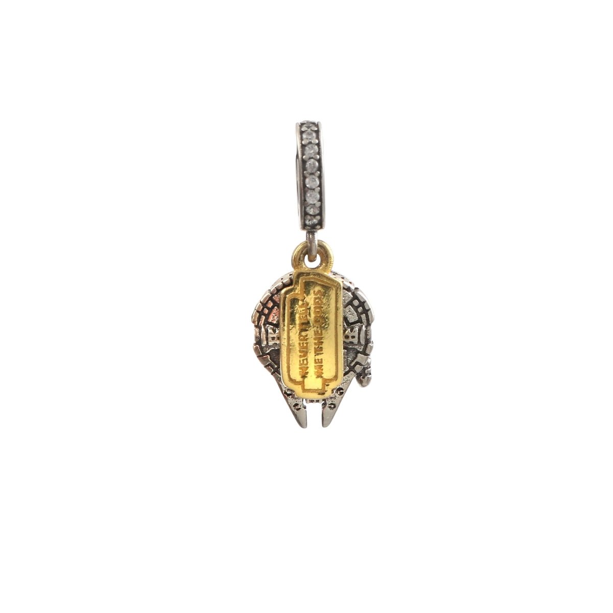 Millennium Falcon Spaceship Charm in 925 Sterling Silver with Gold Accent - Zirak Silver