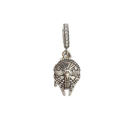 Millennium Falcon Spaceship Charm in 925 Sterling Silver with Gold Accent - Zirak Silver