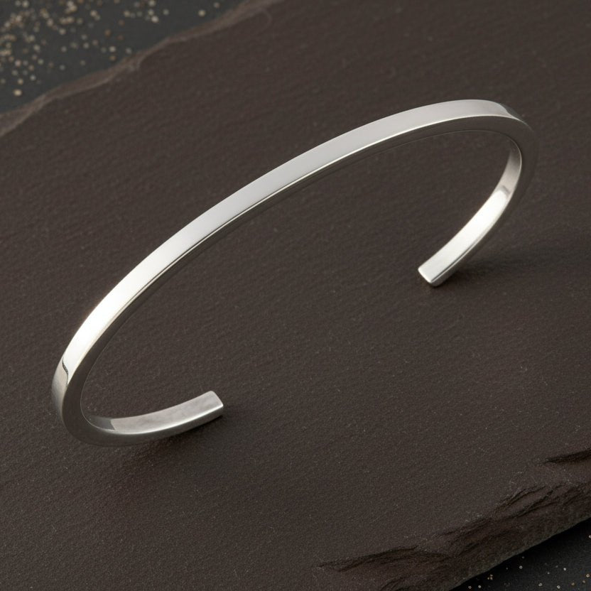 Minimal 925 Silver Open Cuff Bracelet – Everyday Adjustable Silver Kada - Zirak Silver