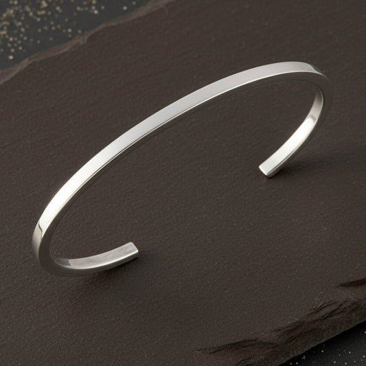 Minimal 925 Silver Open Cuff Bracelet – Everyday Adjustable Silver Kada - Zirak Silver