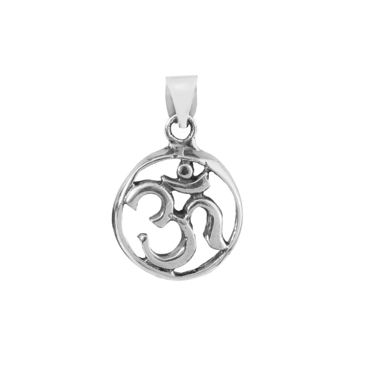 Minimal Om Symbol Sterling Silver Pendant - Zirak Silver
