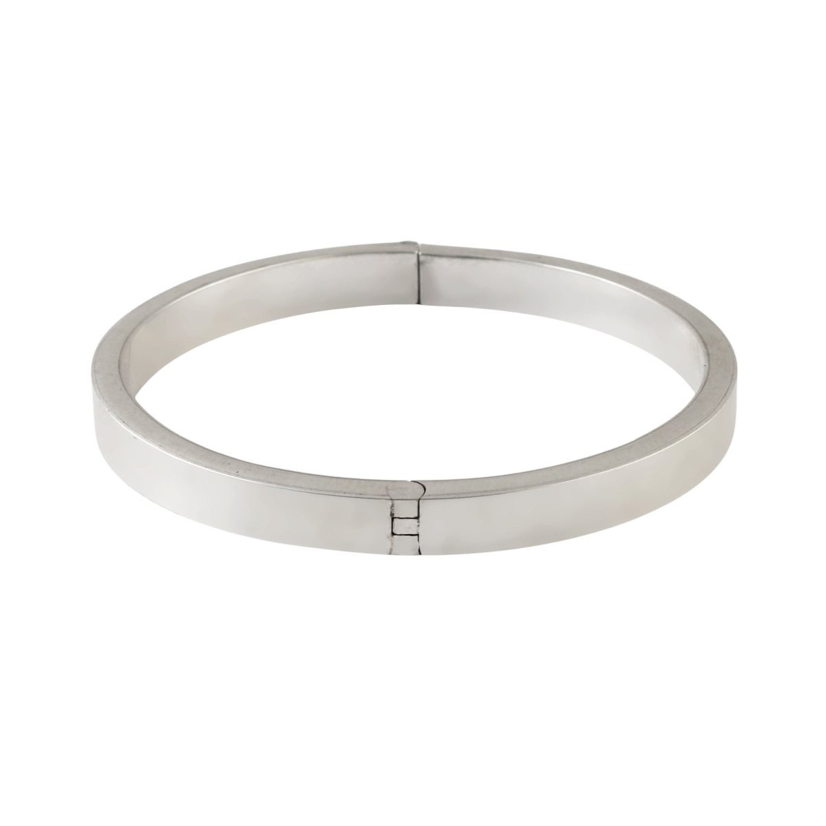 Minimal Plain 925 Silver Hinged Bangle Bracelet - Zirak Silver