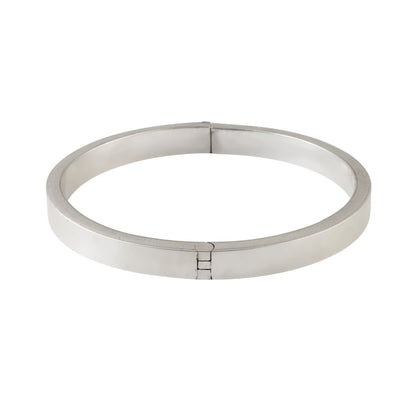 Minimal Plain 925 Silver Hinged Bangle Bracelet - Zirak Silver