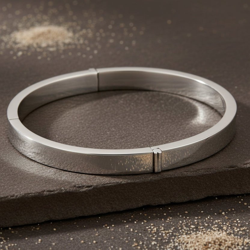 Minimal Plain 925 Silver Hinged Bangle Bracelet - Zirak Silver