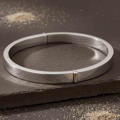 Minimal Plain 925 Silver Hinged Bangle Bracelet - Zirak Silver
