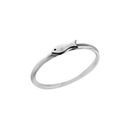 Minimal Silver Fish Band Ring - Zirak Silver
