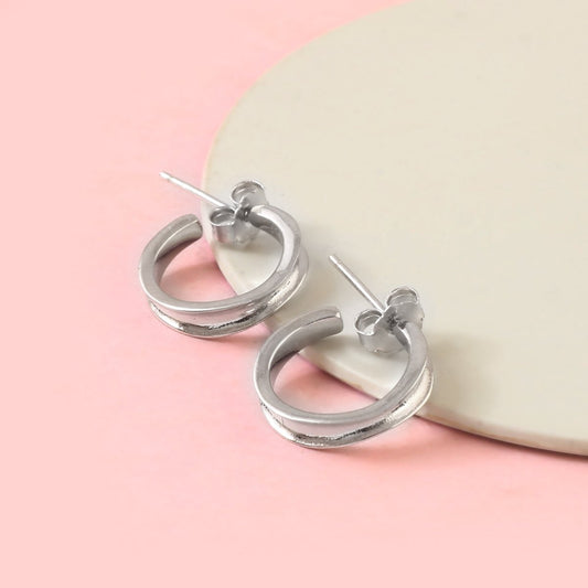 Minimal Silver Hoop Stud Earrings | 925 Sterling Silver Small Hoops for Women & Men - Zirak Silver