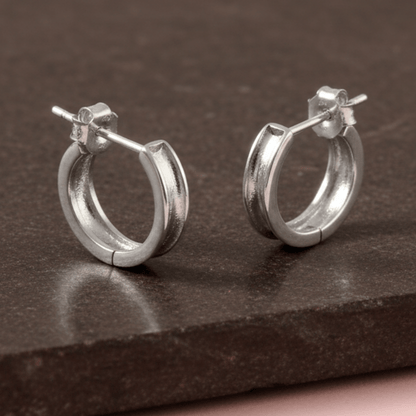 Minimal Silver Hoop Stud Earrings | 925 Sterling Silver Small Hoops for Women & Men - Zirak Silver