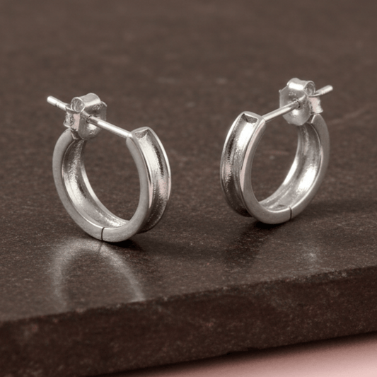 Minimal Silver Hoop Stud Earrings | 925 Sterling Silver Small Hoops for Women & Men - Zirak Silver