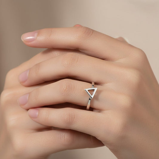 Minimal Triangle Cutout Sterling Silver Ring - Zirak Silver