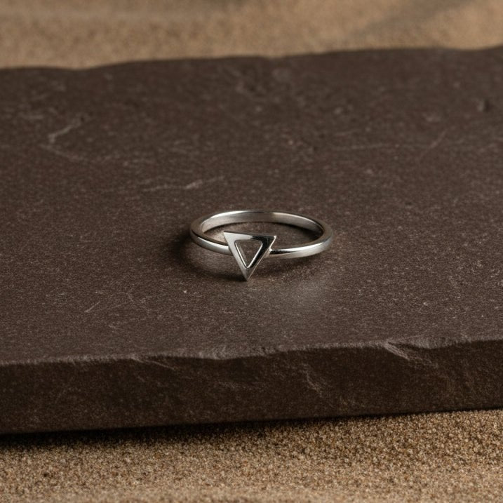 Minimal Triangle Cutout Sterling Silver Ring - Zirak Silver