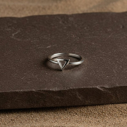 Minimal Triangle Cutout Sterling Silver Ring - Zirak Silver