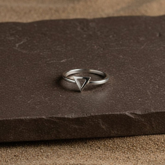 Minimal Triangle Cutout Sterling Silver Ring - Zirak Silver