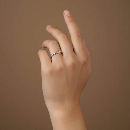 Minimal Tribal Pattern Band Ring - Zirak Silver