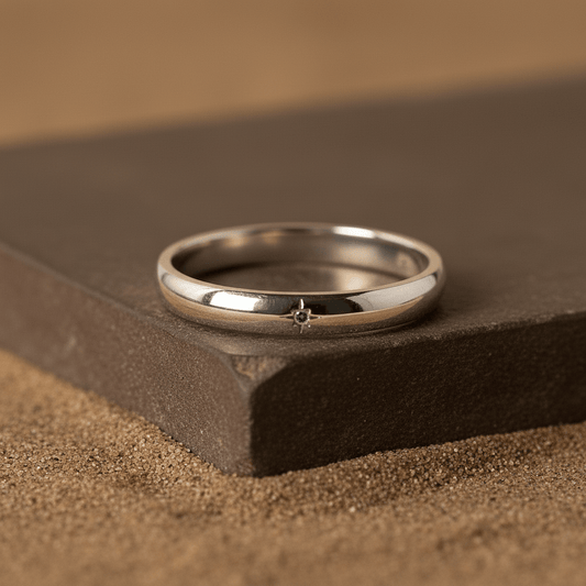 Minimalist Cross Star Engraved 925 Silver Band Ring - Zirak Silver