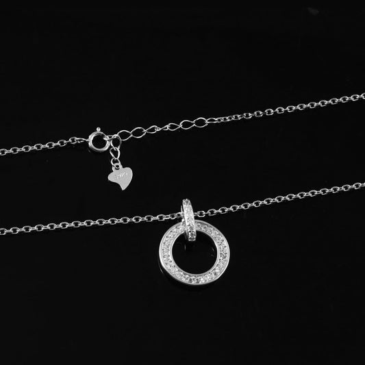 Minimalist Halo Circle Pendant Necklace - Zirak Silver