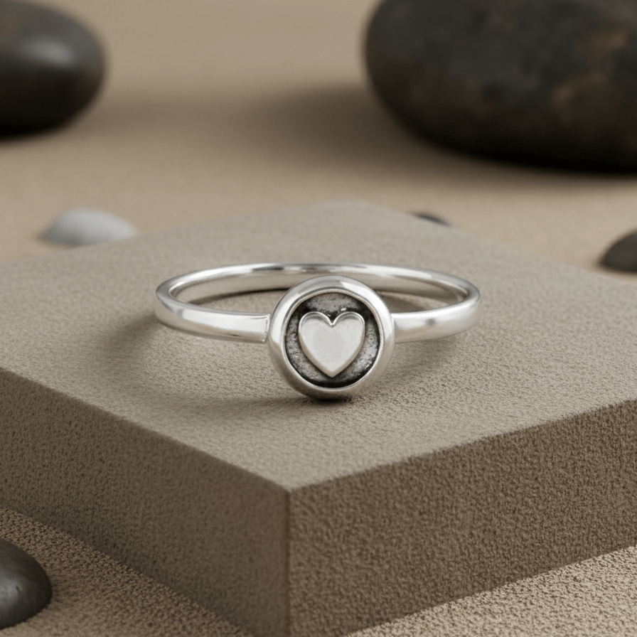 Minimalist Heart Disc Ring in 925 Silver - Zirak Silver