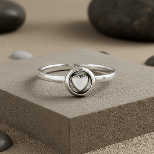 Minimalist Heart Disc Ring in 925 Silver - Zirak Silver
