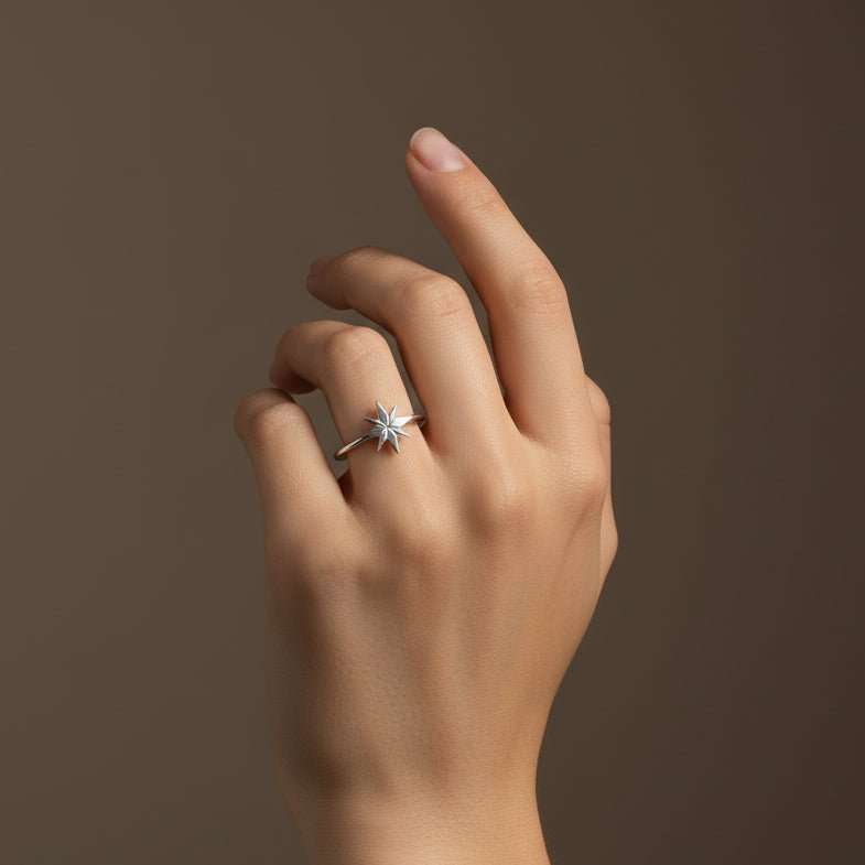 Minimalist North Star Ring - Zirak Silver