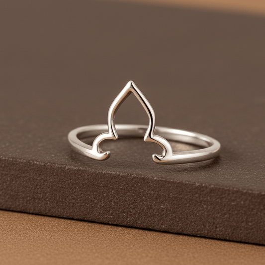 Minimalist Silver Lotus Petal Ring - Zirak Silver