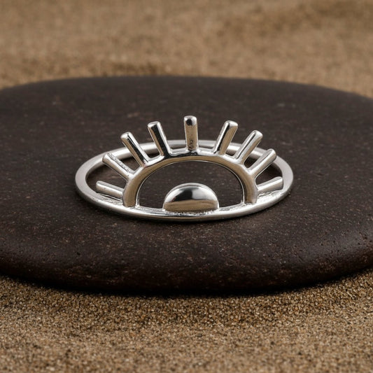 Minimalist Sunrise Silver Ring - Zirak Silver
