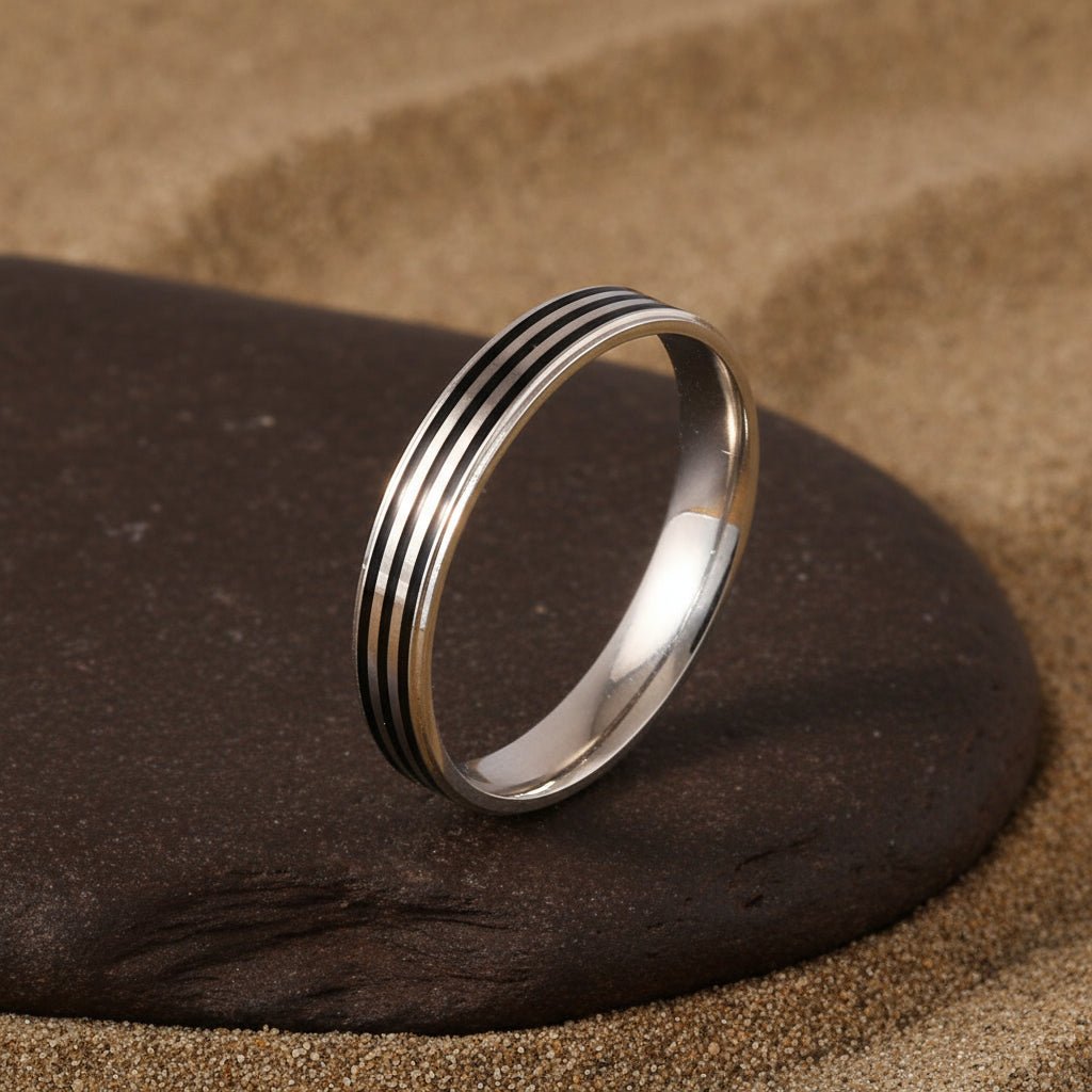 Minimalist Triple - Groove 925 Silver Band Ring - Zirak Silver