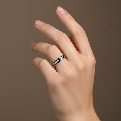Minimalist Triple - Groove 925 Silver Band Ring - Zirak Silver
