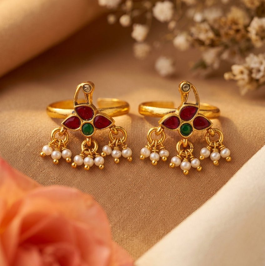Moti Phool Noor Toe Ring - Zirak Silver