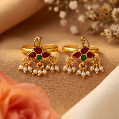 Moti Phool Noor Toe Ring - Zirak Silver